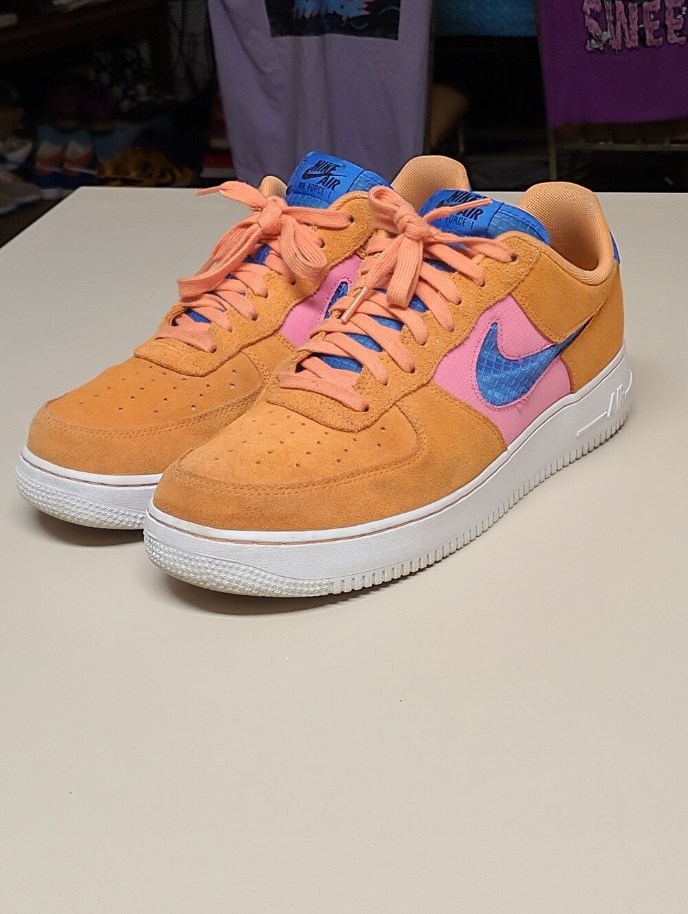 Nike Air Force 1 07 LV8 Orange Trance casual low top sneakers size 12